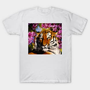 Tiger Resting under Cherry Tree T-Shirt